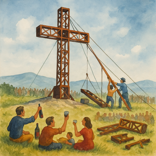 Festa al Sasso e montaggio della Croce